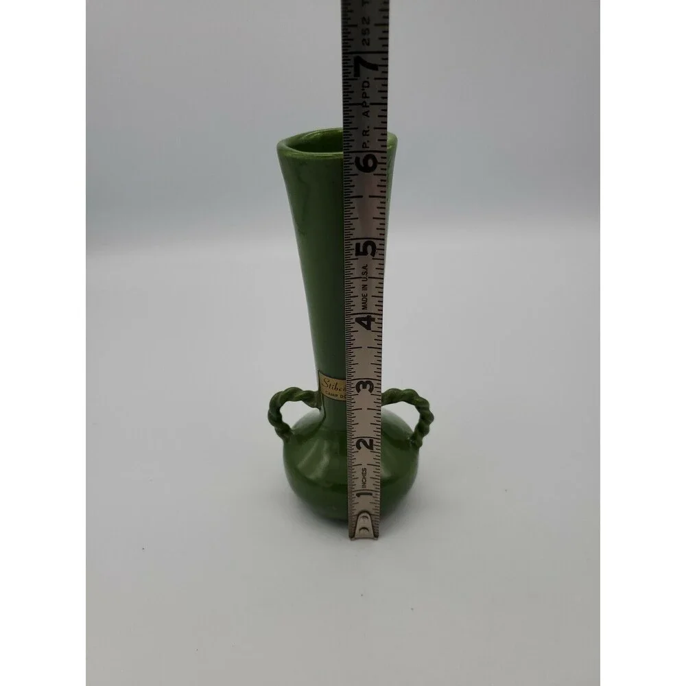 Stibco Pottery Two Twisted  Handled Bud Vase Camp Douglas Wisconsin MCM RARE